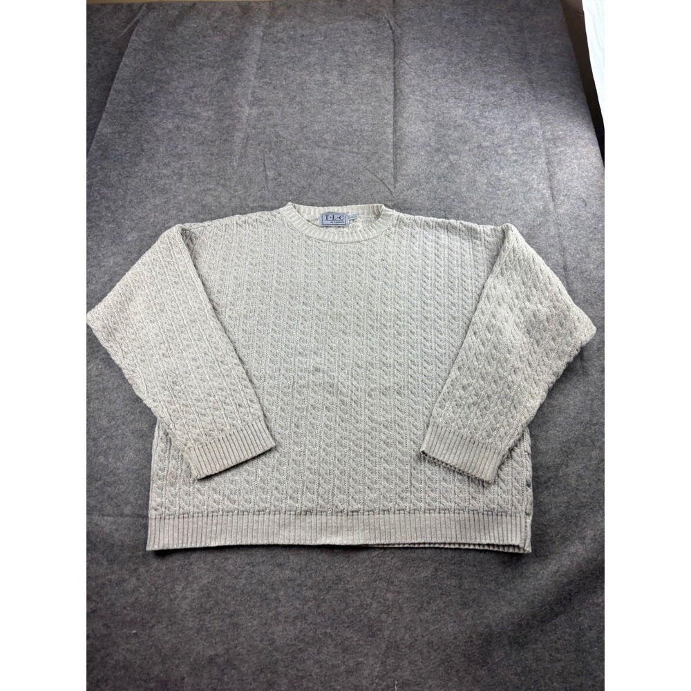 TLC by Lambert Mens L Cable Knit Sweater Cotton Linen Gray VTG‎ Classic USA Prep